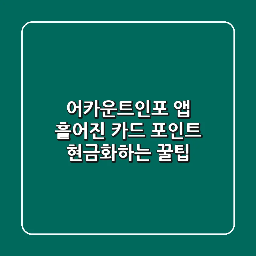 어카운트인포 앱 흩어진 카드 포인트 현금화하는 꿀팁