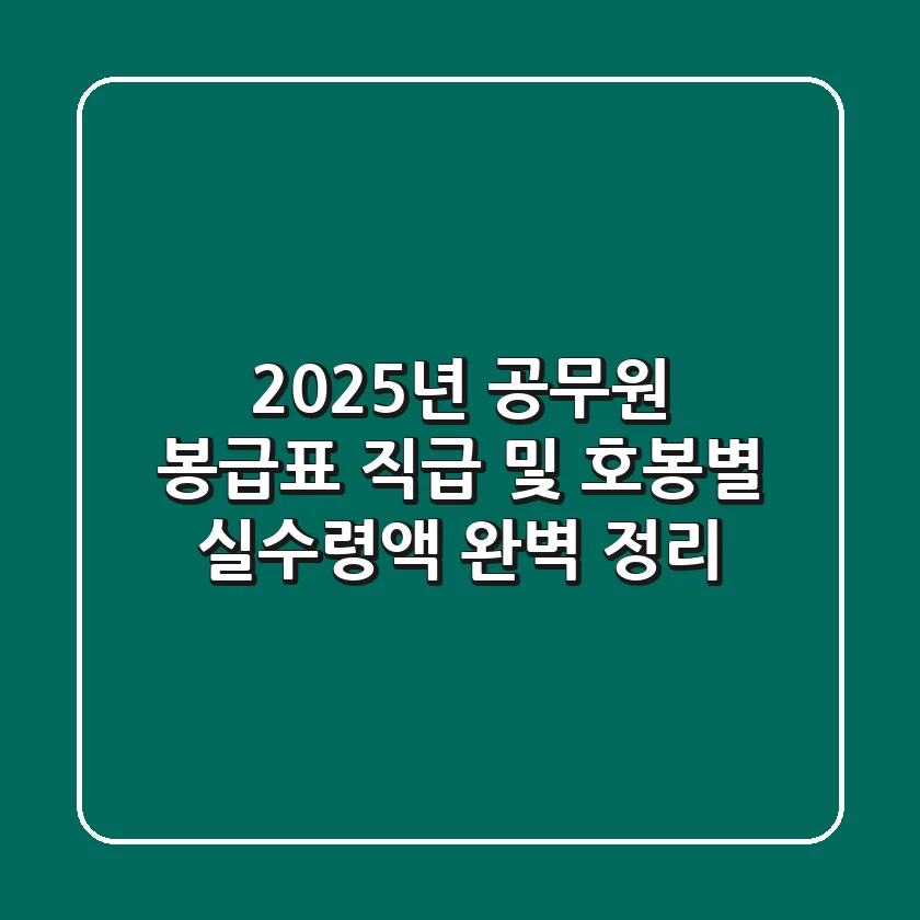 2025년 공무원 봉급표: 직급 및 호봉별 실수령액 완벽 정리