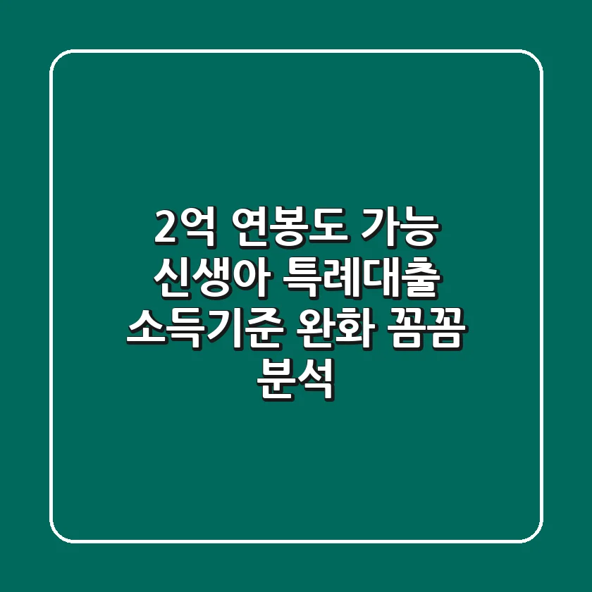 😱 2억 연봉도 가능?! 신생아 특례대출 소득기준 완화 꼼꼼 분석!