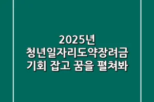 2025년 청년일자리도약장려금: 기회 잡고 꿈을 펼쳐봐!