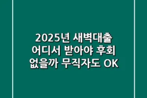 2025년 새벽대출 어디서 받아야 후회 없을까? 무직자도 OK!