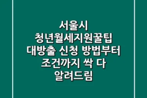 서울시 청년월세지원꿀팁 대방출! 신청 방법부터 조건까지 싹 다 알려드림
