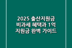 2025 출산지원금: 비과세 혜택과 1억 지원금 완벽 가이드!