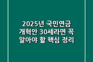 2025년 국민연금 개혁안, 30세라면 꼭 알아야 할 핵심 정리!