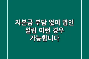자본금 부담 없이 법인 설립? 이런 경우 가능합니다!