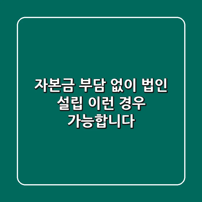 자본금 부담 없이 법인 설립? 이런 경우 가능합니다!