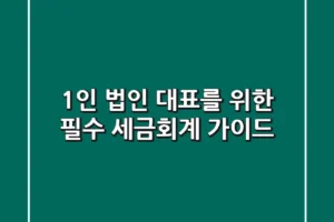 1인 법인 대표를 위한 필수 세금&회계 가이드