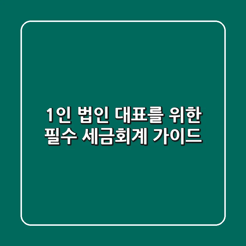 1인 법인 대표를 위한 필수 세금&회계 가이드