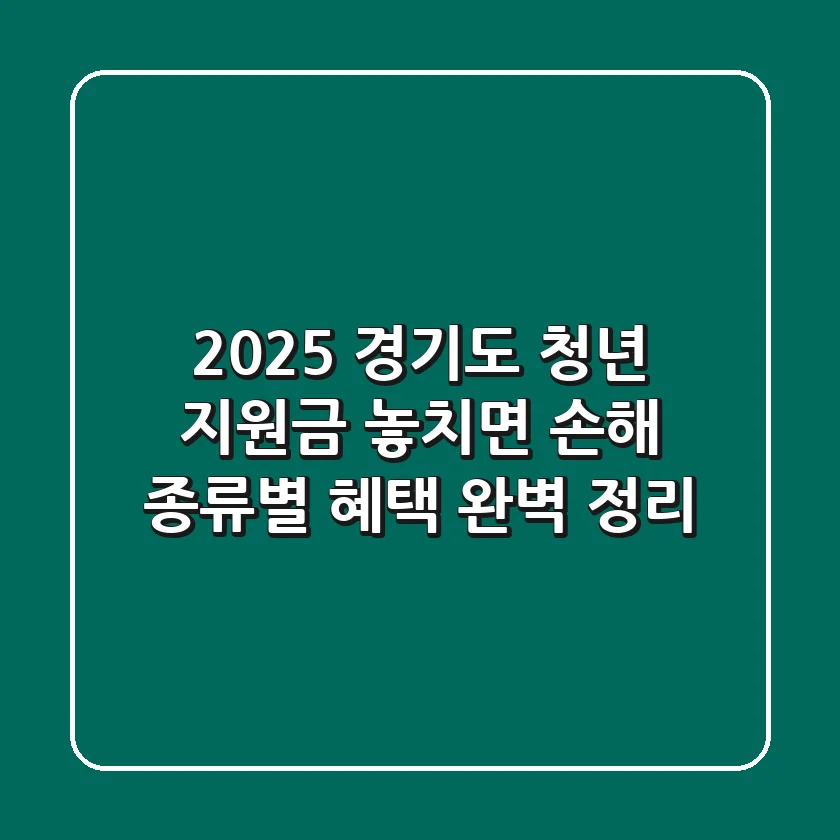 2025 경기도 청년 지원금, 놓치면 손해! 종류별 혜택 완벽 정리