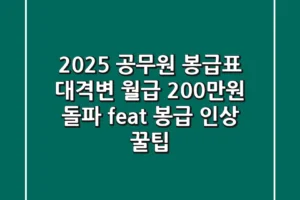 2025 공무원 봉급표 대격변! 월급 200만원 돌파?! 🔥 (feat. 봉급 인상 꿀팁)