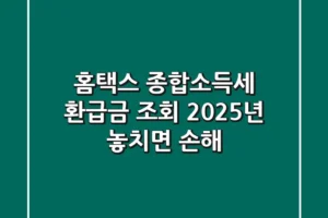 홈택스 종합소득세 환급금 조회: 2025년 놓치면 손해!