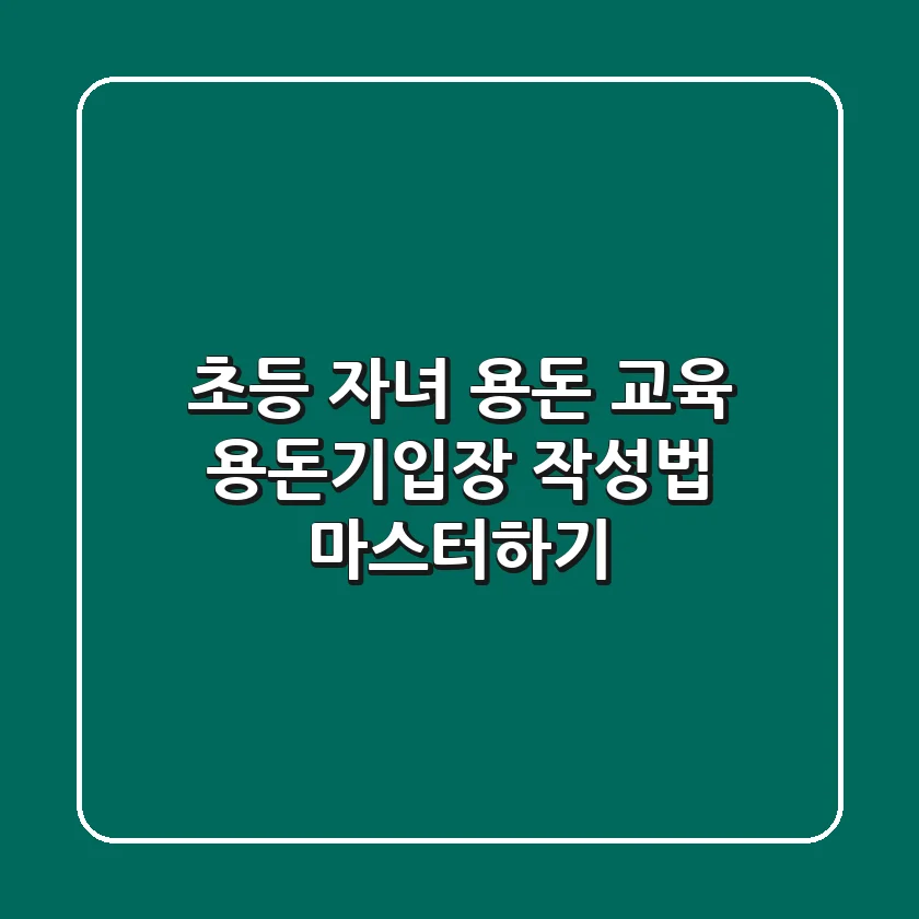 초등 자녀 용돈 교육, 용돈기입장 작성법 마스터하기