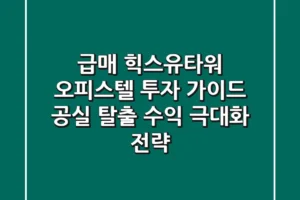 급매 힉스유타워 오피스텔 투자 가이드: 공실 탈출 & 수익 극대화 전략
