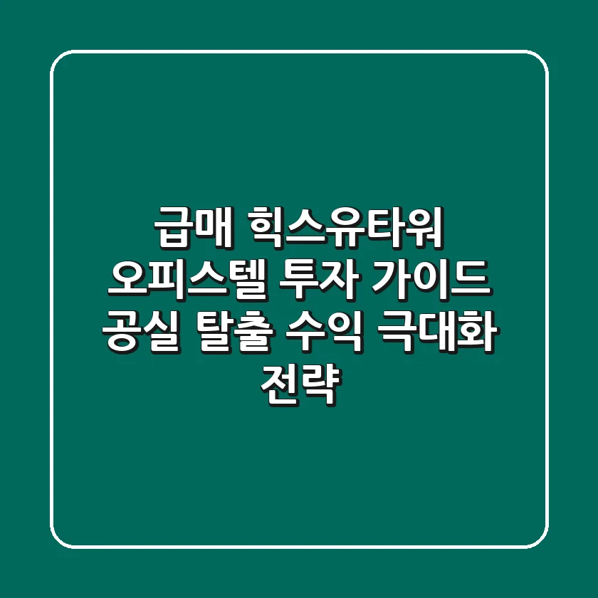 급매 힉스유타워 오피스텔 투자 가이드: 공실 탈출 & 수익 극대화 전략