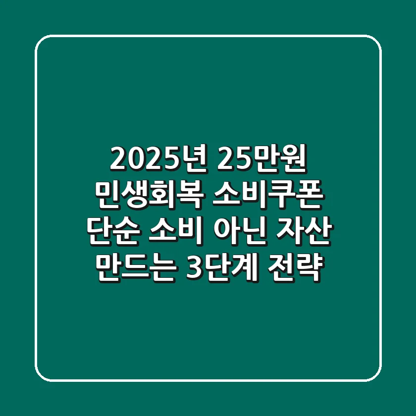 2025년 25만원 민생회복 소비쿠폰: 단순 소비 아닌 자산 만드는 3단계 전략