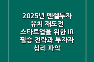 2025년 엔젤투자 유치: 재도전 스타트업을 위한 IR 필승 전략과 투자자 심리 파악