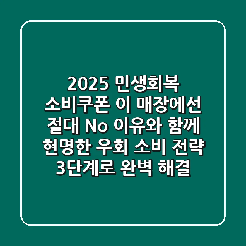 2025 민생회복 소비쿠폰, 이 매장에선 절대 No! ❌ 이유와 함께 현명한 '우회 소비 전략' 3단계로 완벽 해결!