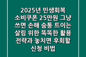 2025년 민생회복 소비쿠폰 25만원, 그냥 쓰면 손해! 숨통 트이는 살림 위한 똑똑한 활용 전략과 놓치면 후회할 신청 비법