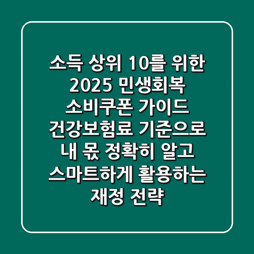 소득 상위 10%를 위한 2025 민생회복 소비쿠폰 가이드: 건강보험료 기준으로 '내 몫' 정확히 알고, 스마트하게 활용하는 재정 전략