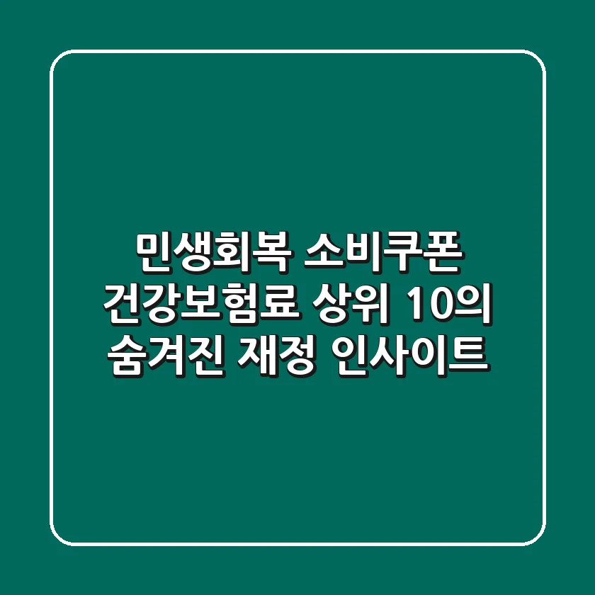민생회복 소비쿠폰: 건강보험료 상위 10%의 '숨겨진' 재정 인사이트