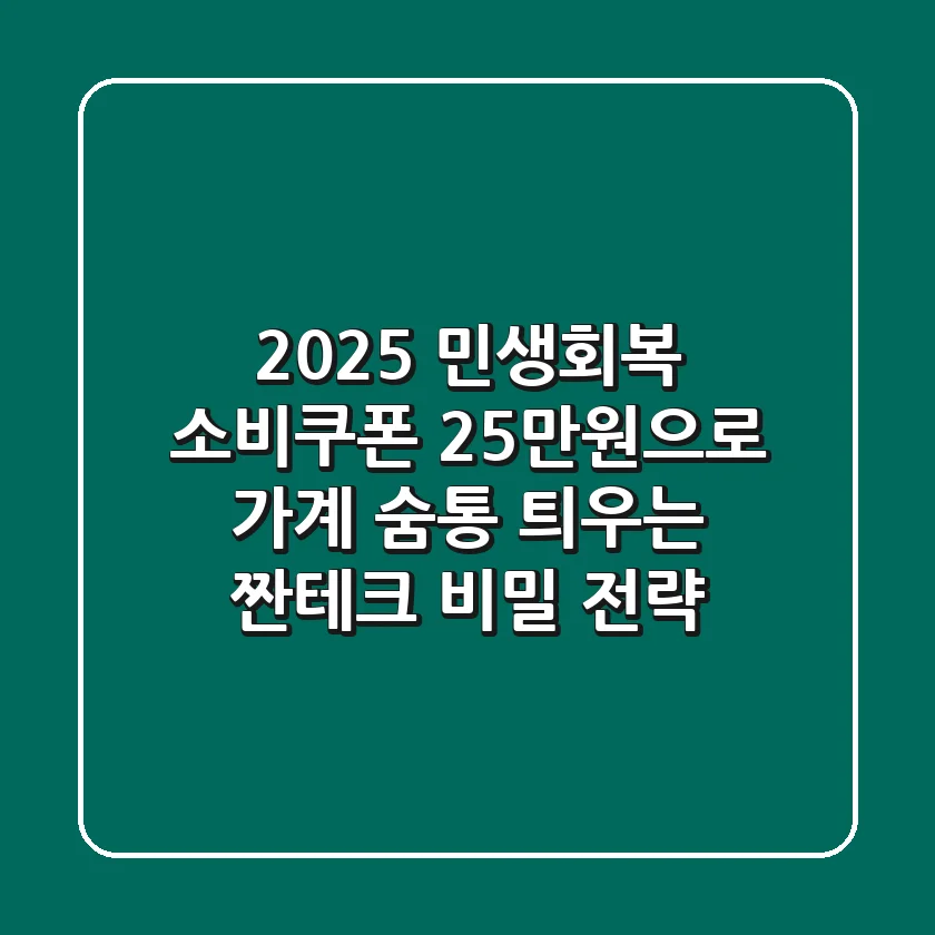 2025 민생회복 소비쿠폰, 25만원으로 가계 숨통 틔우는 '짠테크' 비밀 전략
