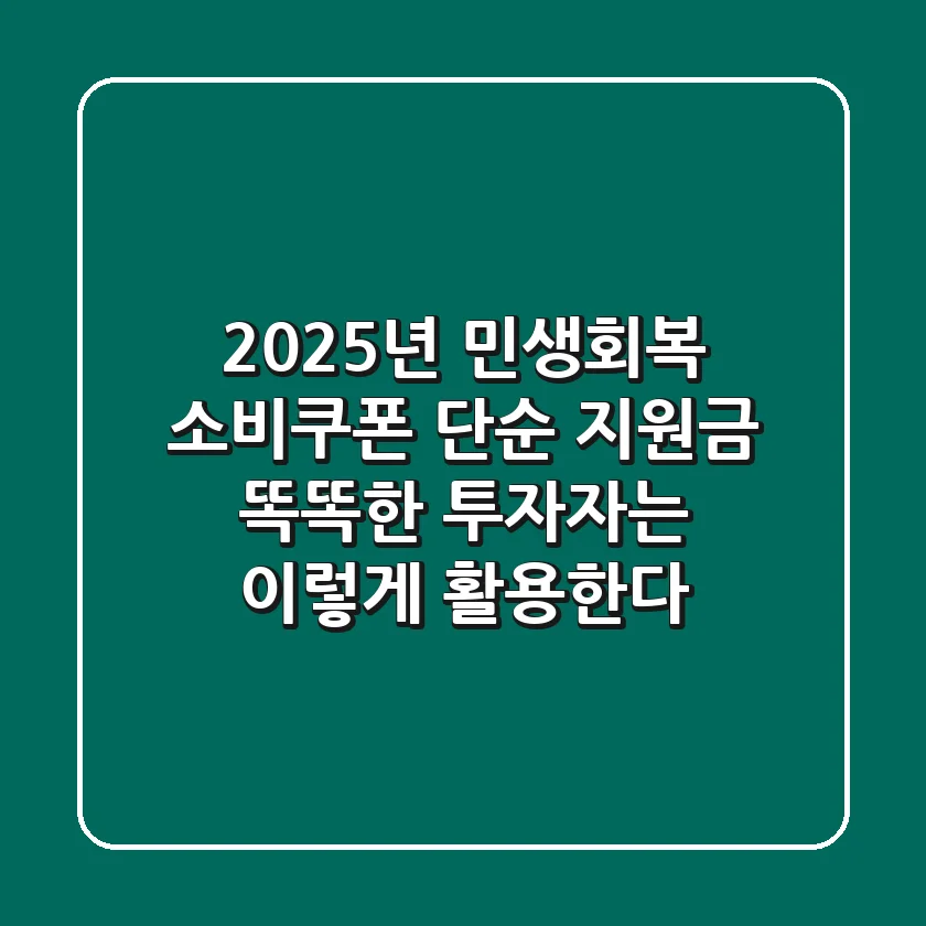 2025년 민생회복 소비쿠폰, 단순 지원금? 똑똑한 투자자는 이렇게 활용한다
