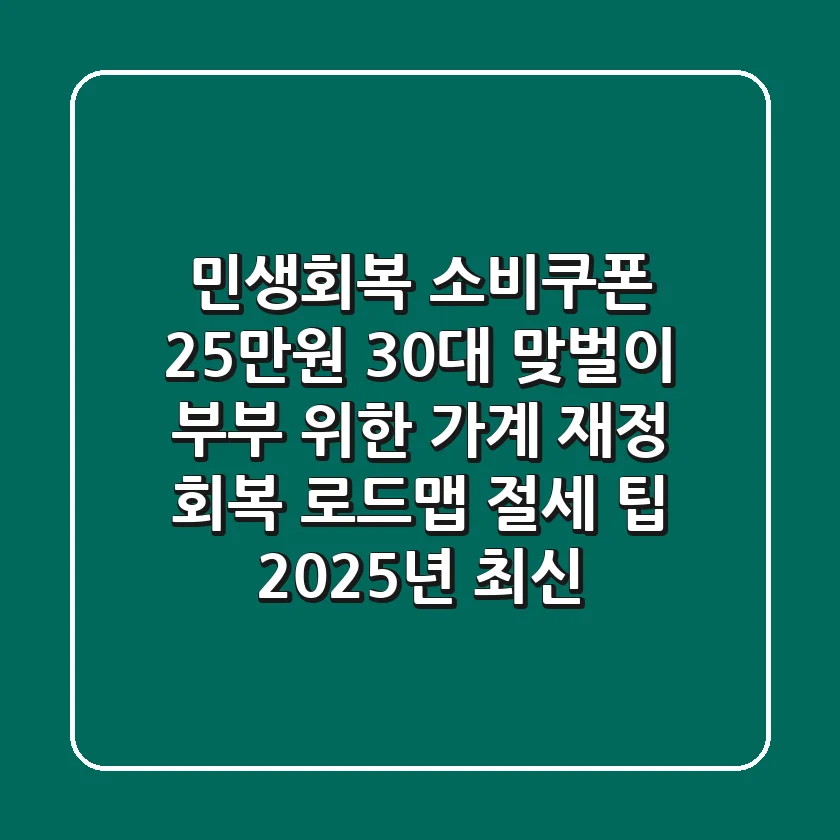민생회복 소비쿠폰 25만원: 30대 맞벌이 부부 위한 가계 재정 회복 로드맵 & 절세 팁 (2025년 최신)