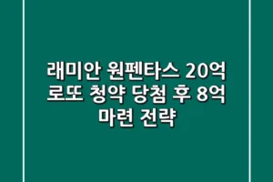 래미안 원펜타스: 20억 로또 청약, 당첨 후 8억 마련 전략