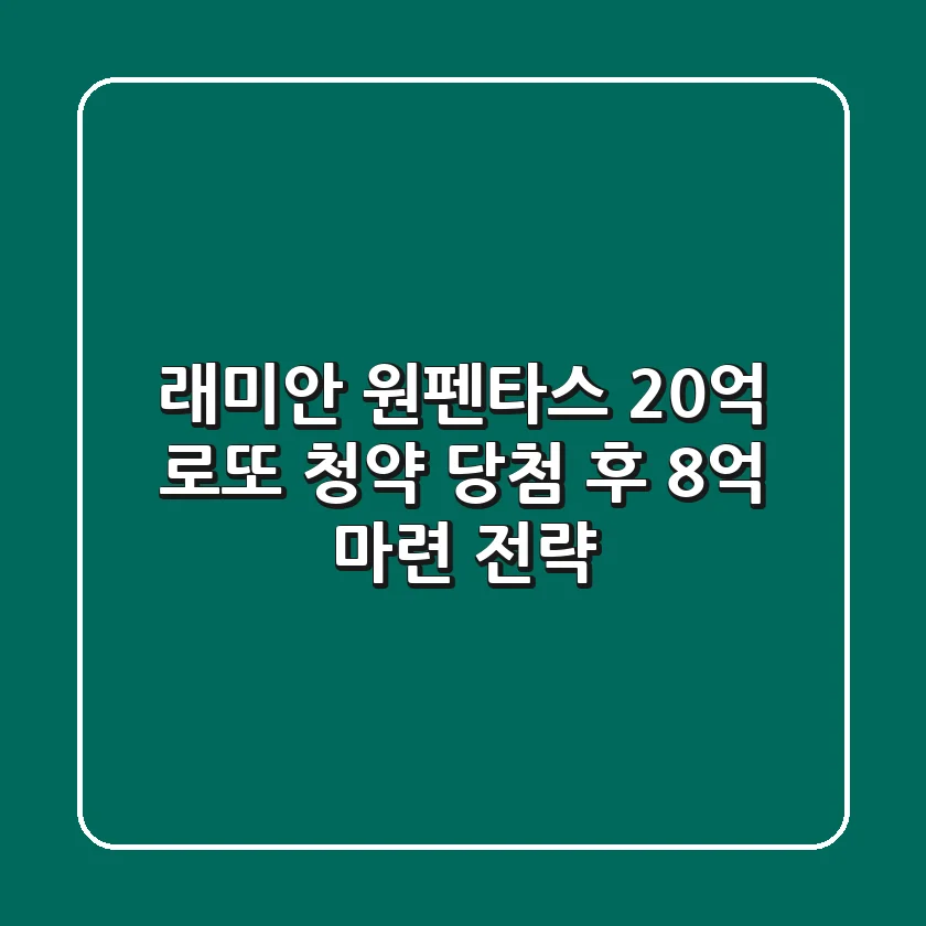 래미안 원펜타스: 20억 로또 청약, 당첨 후 8억 마련 전략