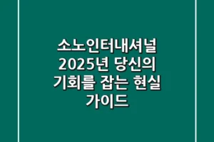 소노인터내셔널, 2025년 당신의 기회를 잡는 현실 가이드