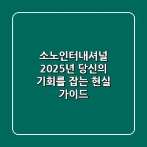 소노인터내셔널, 2025년 당신의 기회를 잡는 현실 가이드