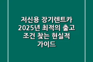 저신용 장기렌트카, 2025년 최적의 출고 조건 찾는 현실적 가이드