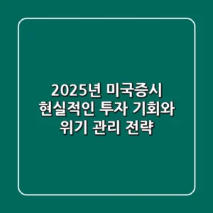 2025년 미국증시, 현실적인 투자 기회와 위기 관리 전략