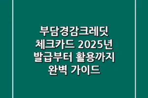 부담경감크레딧 체크카드, 2025년 발급부터 활용까지 완벽 가이드