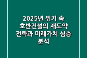 2025년, 위기 속 호반건설의 재도약 전략과 미래가치 심층 분석