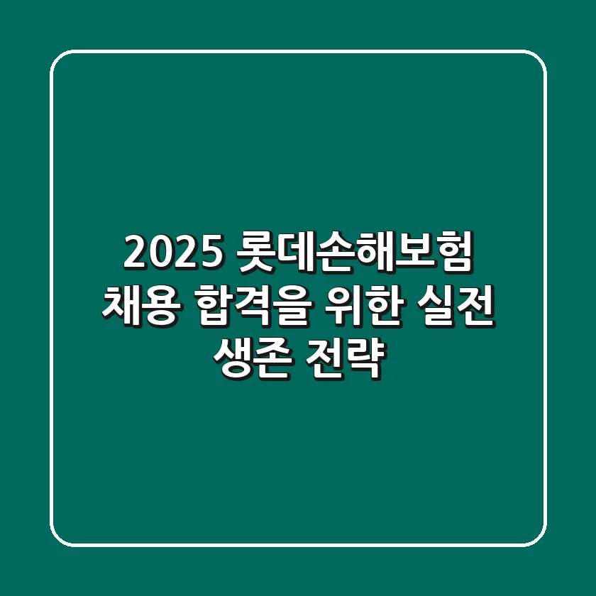 2025 롯데손해보험 채용, 합격을 위한 실전 생존 전략 🎯