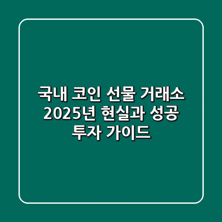 국내 코인 선물 거래소? 2025년 현실과 성공 투자 가이드
