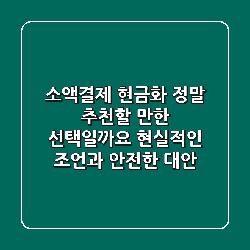 소액결제 현금화, 정말 추천할 만한 선택일까요? 현실적인 조언과 안전한 대안
