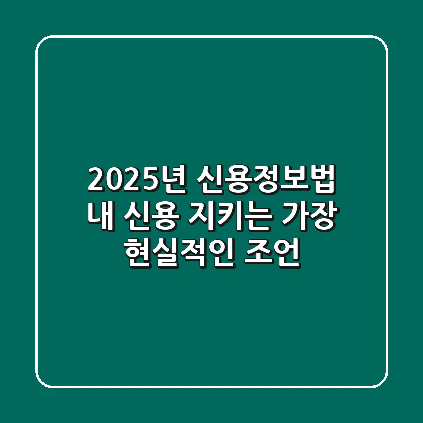 2025년 신용정보법, 내 신용 지키는 가장 현실적인 조언