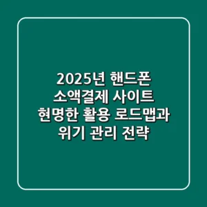 2025년 핸드폰 소액결제 사이트: 현명한 활용 로드맵과 위기 관리 전략