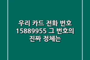 우리 카드 전화 번호, 1588-9955 그 번호의 진짜 정체는?