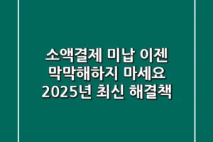 소액결제 미납, 이젠 막막해하지 마세요 (2025년 최신 해결책)