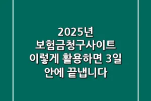 2025년 보험금청구사이트, 이렇게 활용하면 3일 안에 끝냅니다!