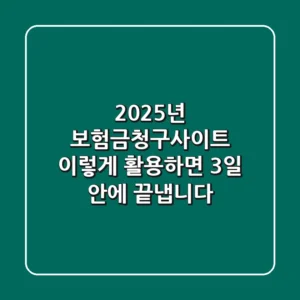 2025년 보험금청구사이트, 이렇게 활용하면 3일 안에 끝냅니다!