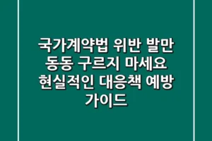 국가계약법 위반, 발만 동동 구르지 마세요! 현실적인 대응책 & 예방 가이드