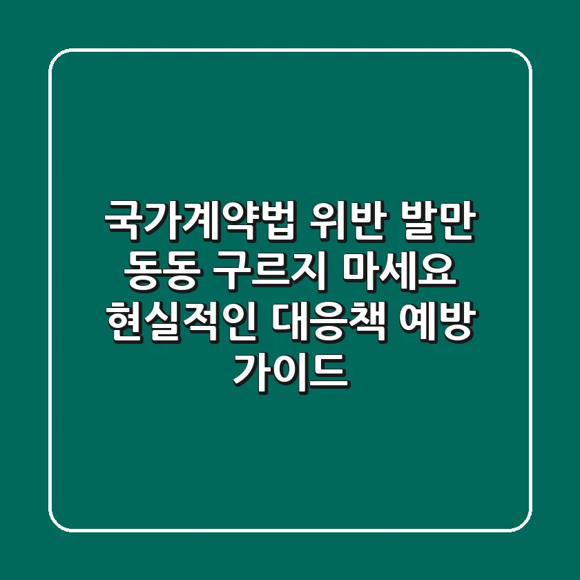 국가계약법 위반, 발만 동동 구르지 마세요! 현실적인 대응책 & 예방 가이드