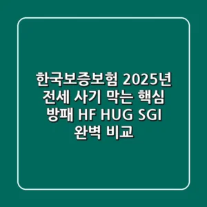 한국보증보험, 2025년 전세 사기 막는 핵심 방패 (HF, HUG, SGI 완벽 비교)