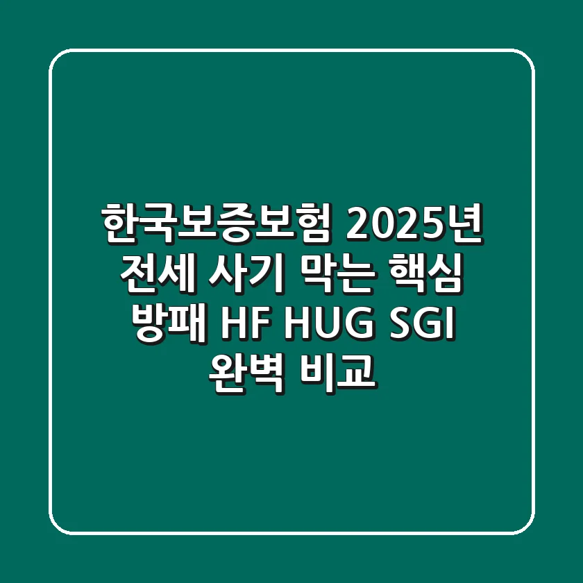 한국보증보험, 2025년 전세 사기 막는 핵심 방패 (HF, HUG, SGI 완벽 비교)