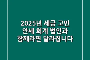 2025년 세금 고민? 안세 회계 법인과 함께라면 달라집니다!