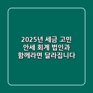 2025년 세금 고민? 안세 회계 법인과 함께라면 달라집니다!